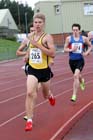 Jethro McGraw (Amber Valley and Erewash AC) leads the 800 metres at the Northern Under-17s and 15s Championships, Liverpool.